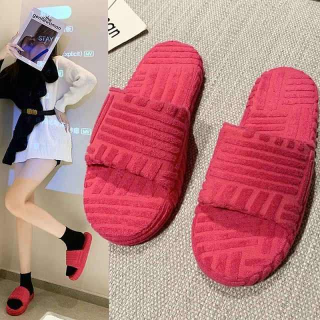 Unbranded Slippers Towel-textured thick-sole slide product detail image 26