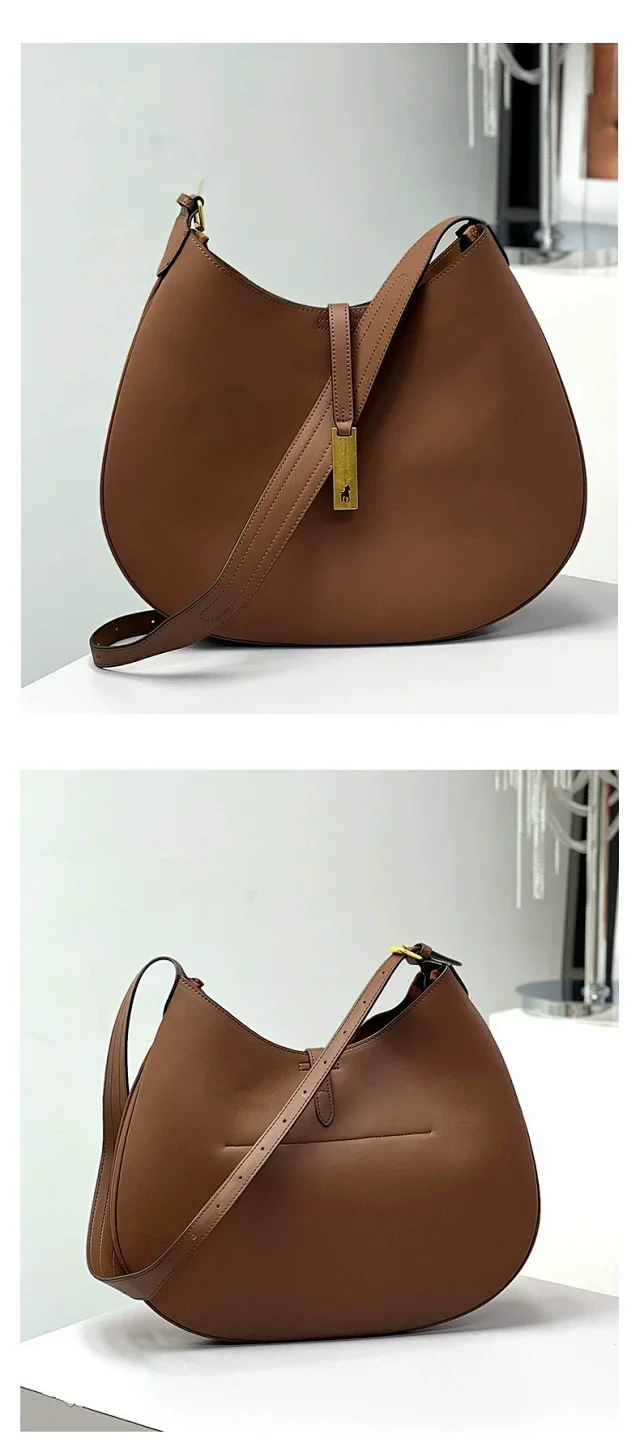 Ralph Lauren Shoulder Bags Crescent Hobo Bag with Gold Logo Plaque product detail image 10