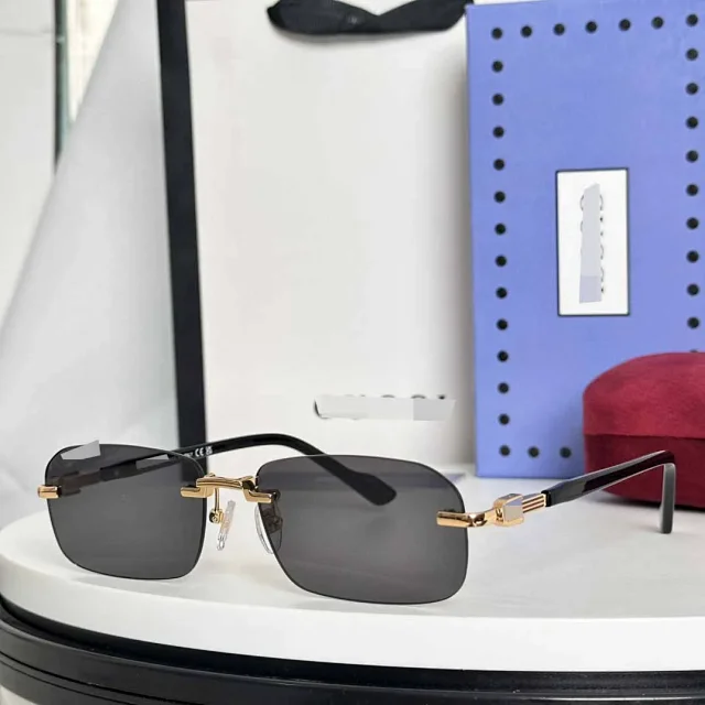 Unbranded Eyewear Rimless rectangular sunglasses with decorative metal temples product detail image 5