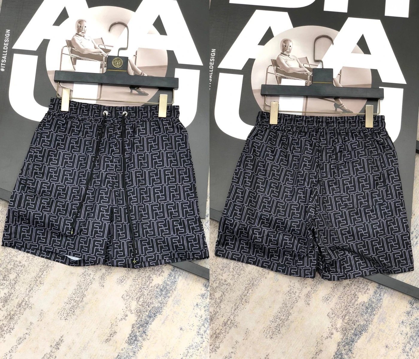 Fendi Swimwear FF monogram swim shorts — 315 black