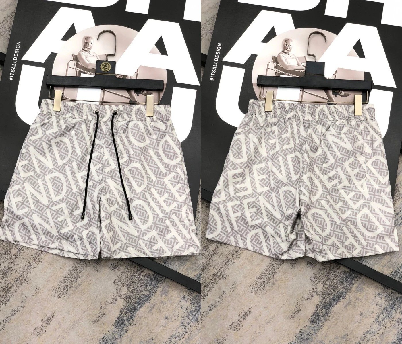Fendi Swimwear FF monogram swim shorts — 316 Silver Gray