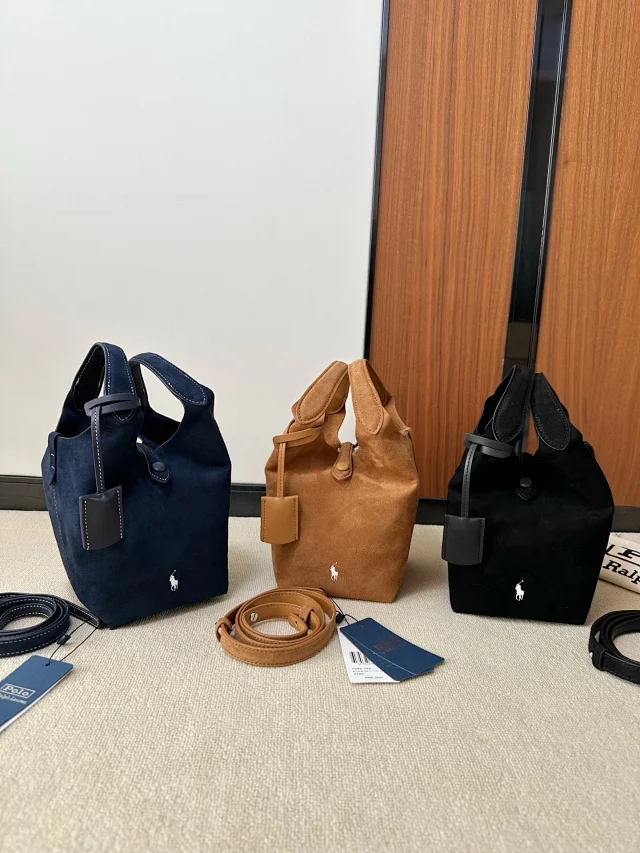 Polo Ralph Lauren Handbags Suede small tote bag with pony embroidery product detail image 1