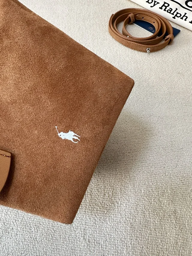 Polo Ralph Lauren Handbags Suede small tote bag with pony embroidery product detail image 6