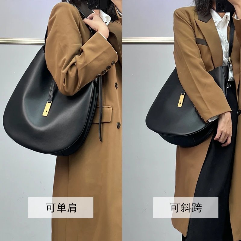 Ralph Lauren Shoulder Bags Crescent Hobo Bag with Gold Logo Plaque image 3