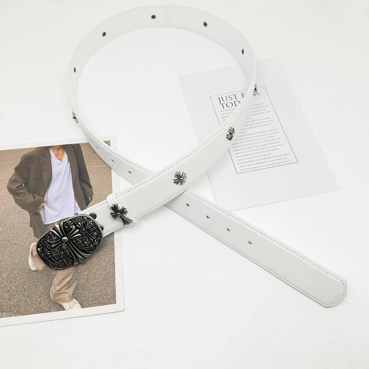 Unbranded Belts Cross-studded buckle belt image 3