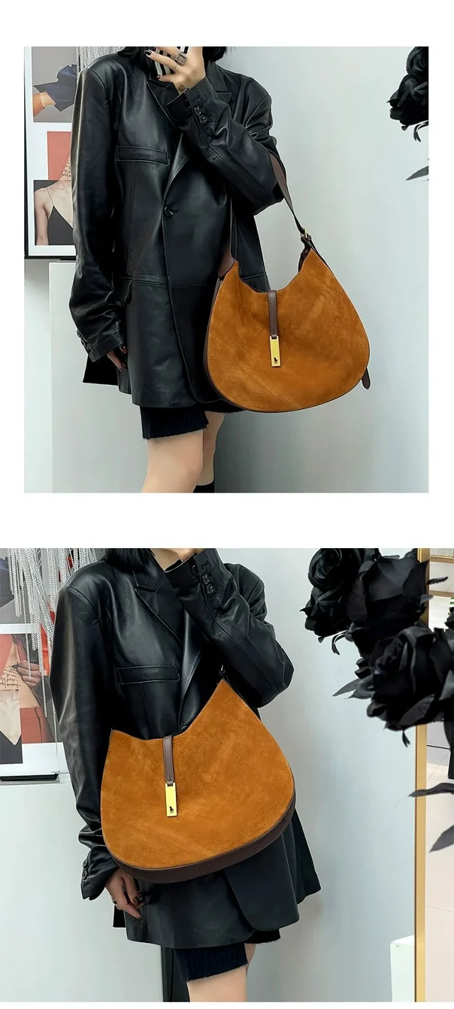 Ralph Lauren Shoulder Bags Crescent Hobo Bag with Gold Logo Plaque product detail image 13