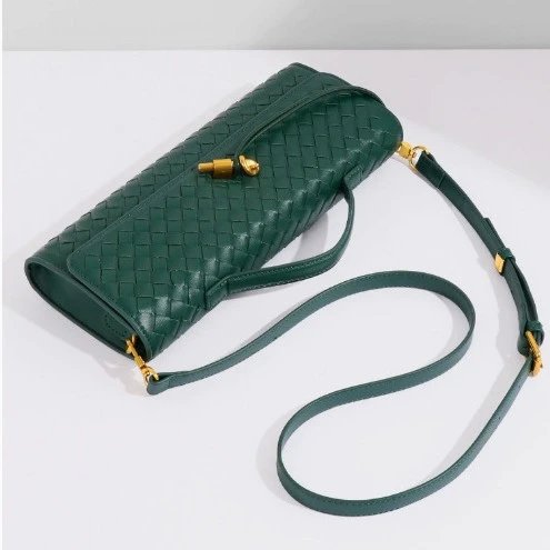 Unbranded Crossbody Bags Woven top-handle flap bag with gold-tone turn-lock image 4
