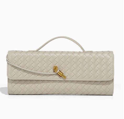 Unbranded Crossbody Bags Woven top-handle flap bag with gold-tone turn-lock — Sand color