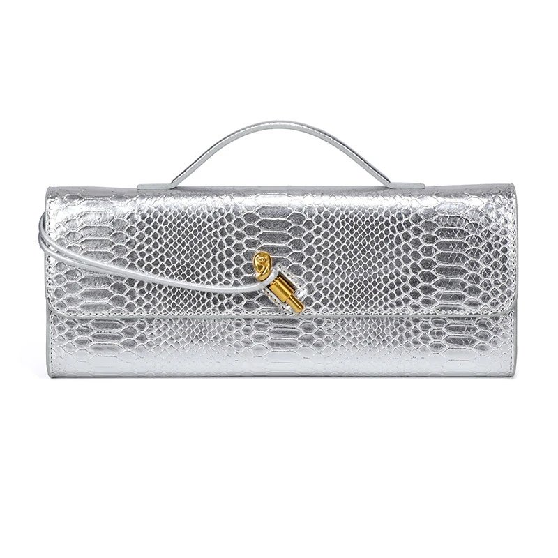 Unbranded Crossbody Bags Woven top-handle flap bag with gold-tone turn-lock — serpentine silver