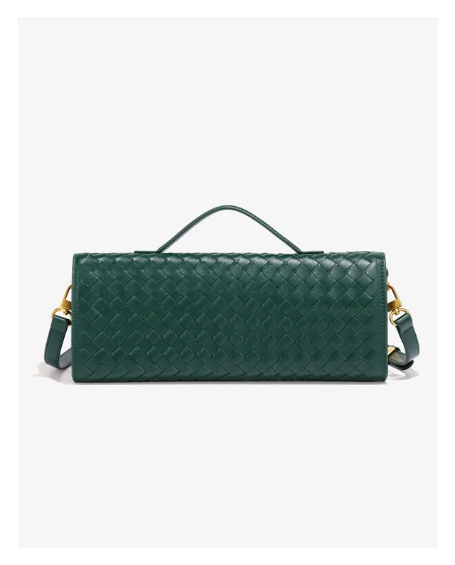 Unbranded Crossbody Bags Woven top-handle flap bag with gold-tone turn-lock product detail image 11