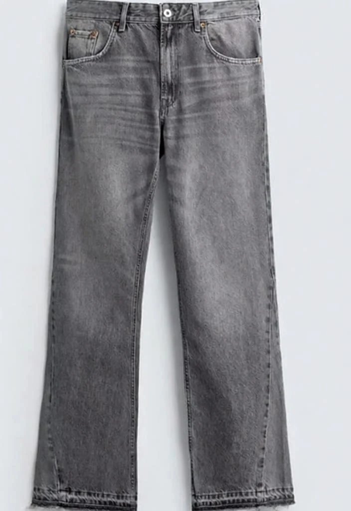 Unbranded Jeans Straight-leg with raw hems — gray
