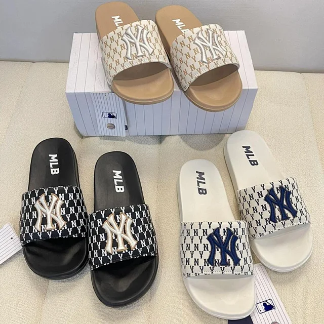 MLB Slippers NY Monogram Embroidered Slide product detail image 1