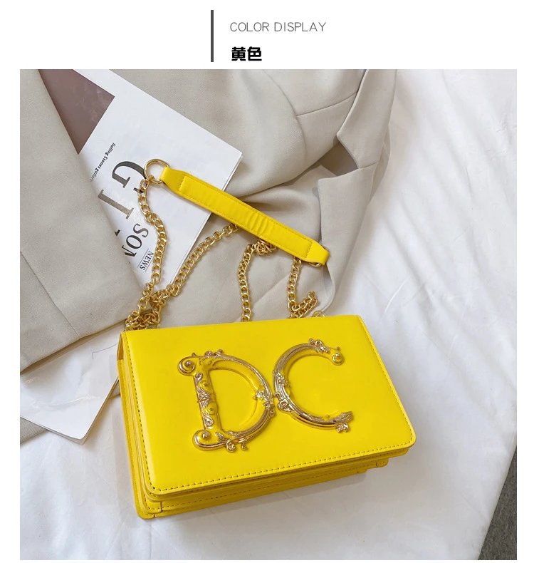 Dolce & Gabbana Crossbody Bags Ornate DC Logo Chain Bag — Yellow