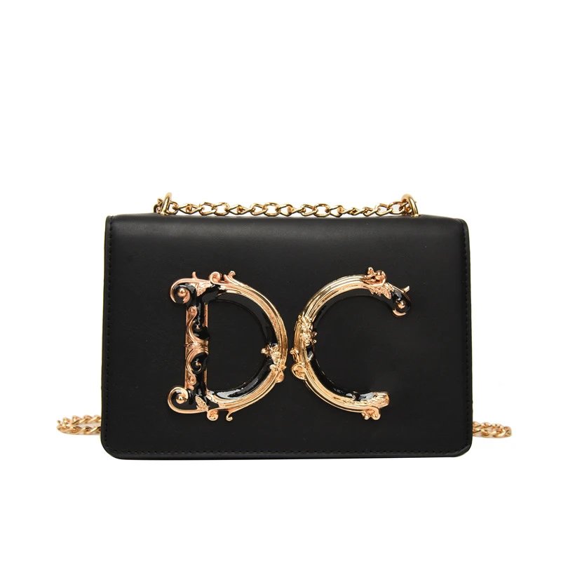 Dolce & Gabbana Crossbody Bags Ornate DC Logo Chain Bag — Black
