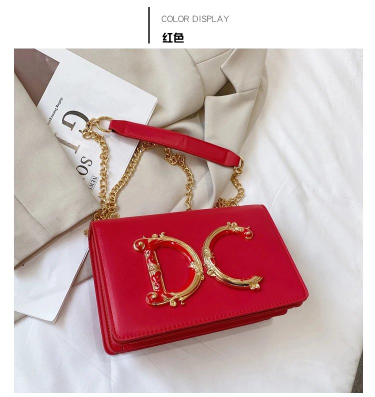 Dolce & Gabbana Crossbody Bags Ornate DC Logo Chain Bag — Red