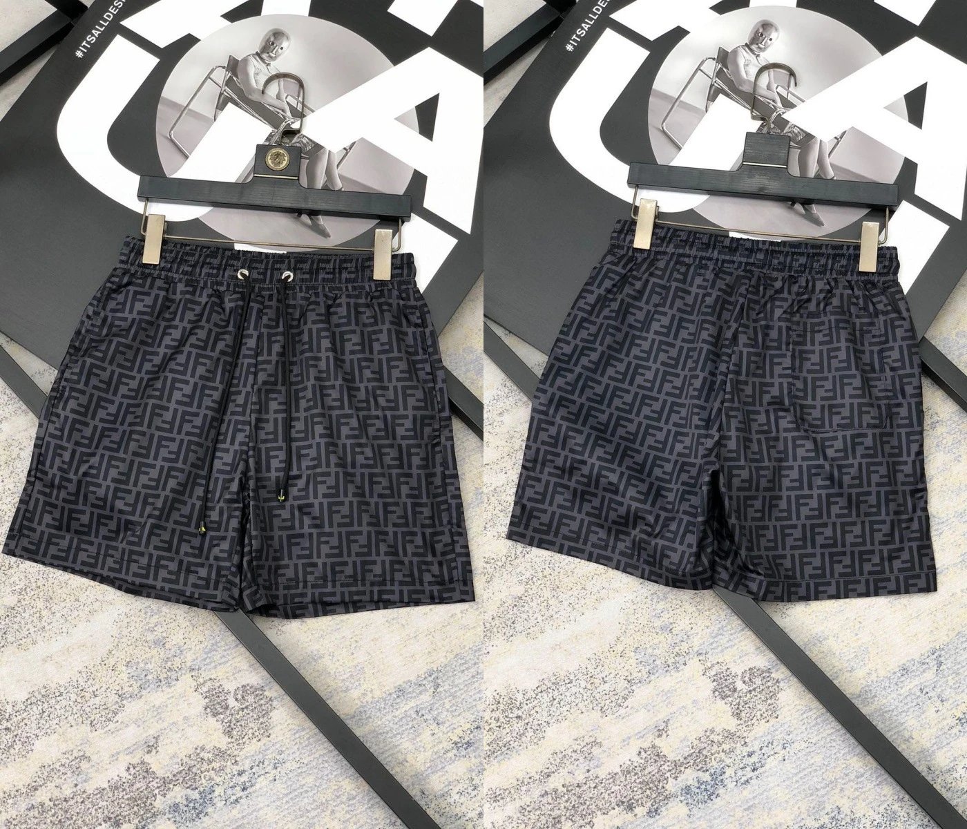 Fendi Swimwear FF monogram swim shorts — 314 black