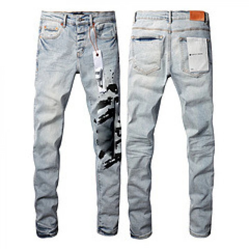 Purpul Jeans Slim distressed paint-splatter — 9048