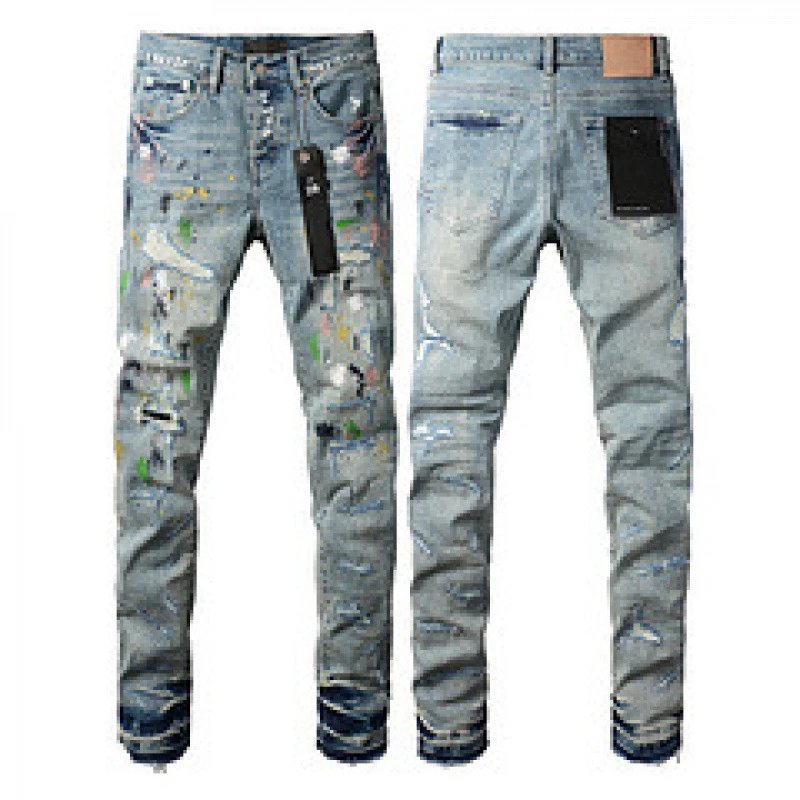 Purpul Jeans Slim distressed paint-splatter — 9072