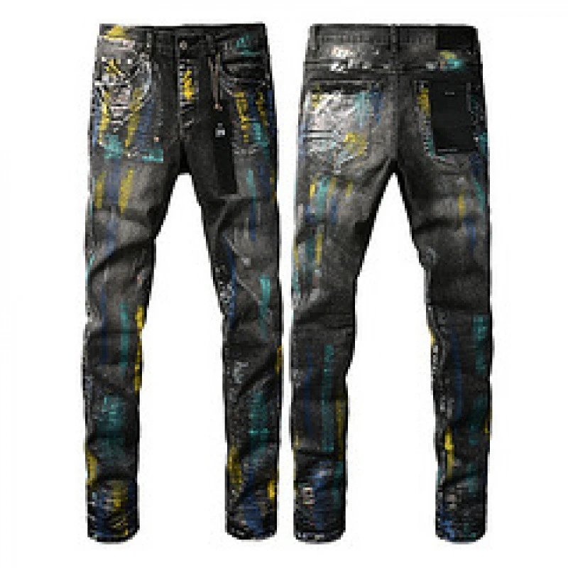 Purpul Jeans Slim distressed paint-splatter — 9078