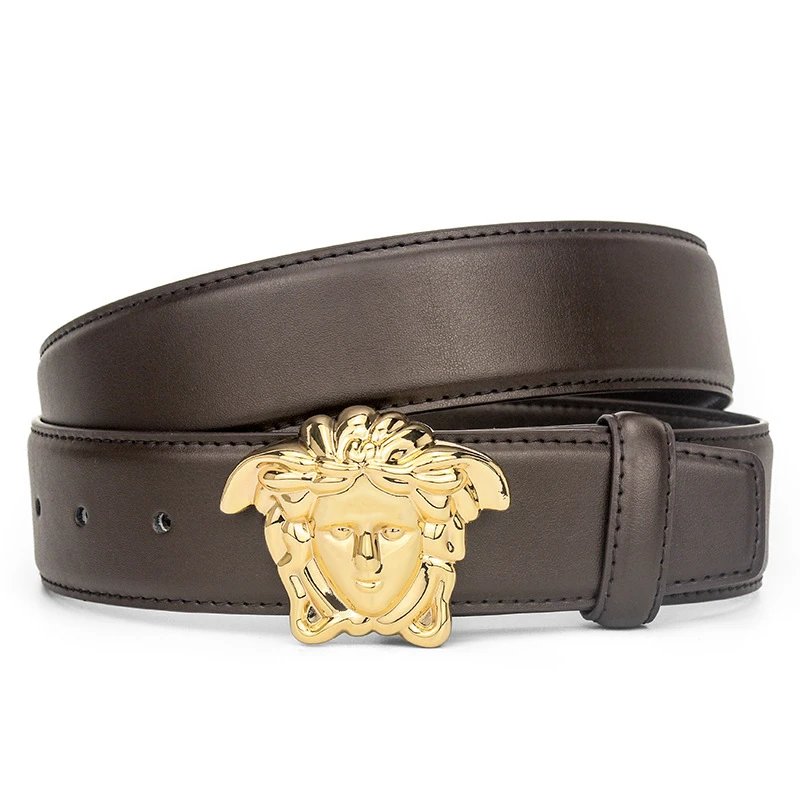 ZUER Belts Snake-haired face buckle — American coffee