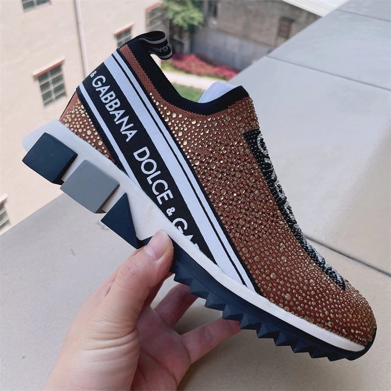 Dolce & Gabbana Sneakers Rhinestone Slip-On Chunky Sole — Style 4