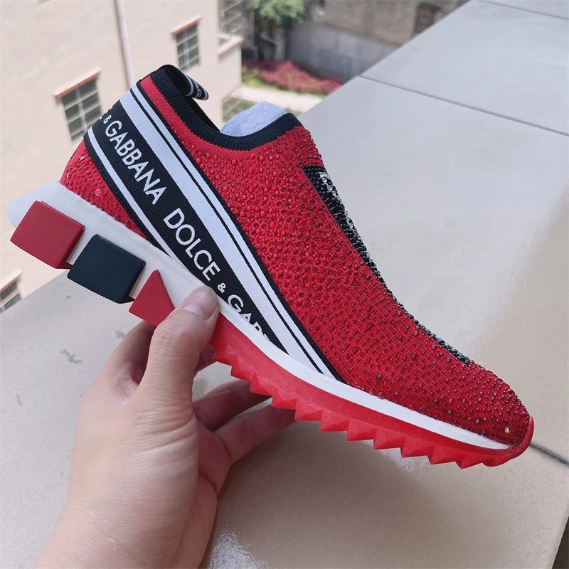 Dolce & Gabbana Sneakers Rhinestone Slip-On Chunky Sole — Style 8