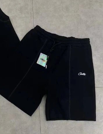 Corteiz Shorts Alcatraz logo print — Black Shorts (Thin)