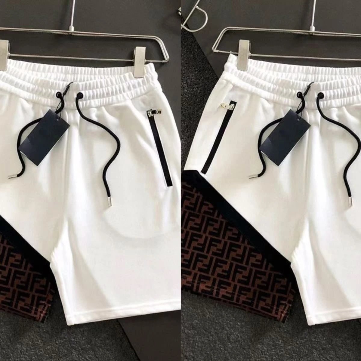 Fendi Shorts Drawstring with FF monogram panel and zip pockets image 4