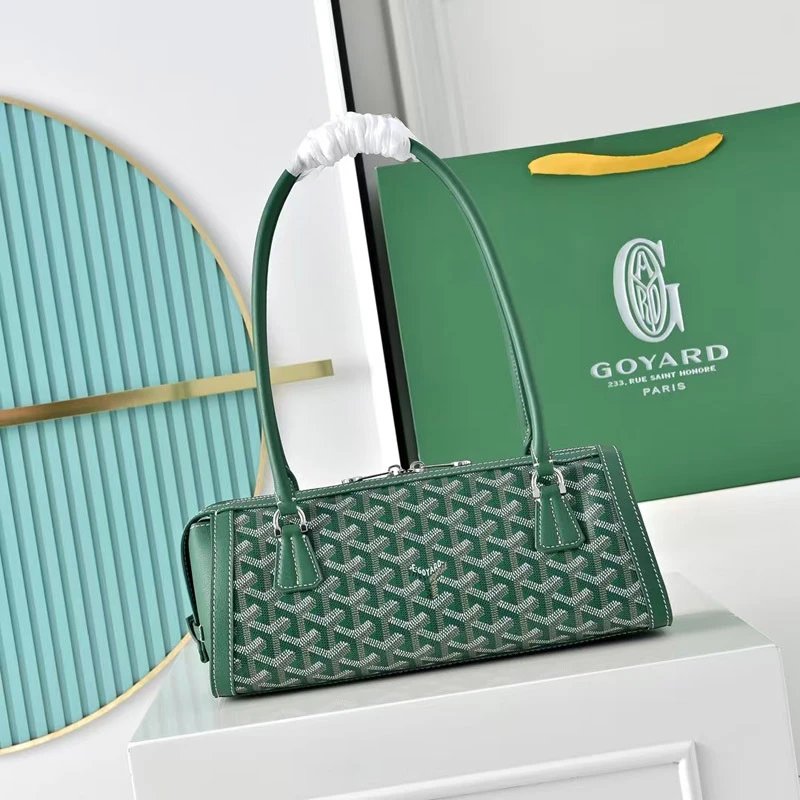 Goyard Shoulder Bags Monogram Canvas Baguette Bag with Long Handles — Green
