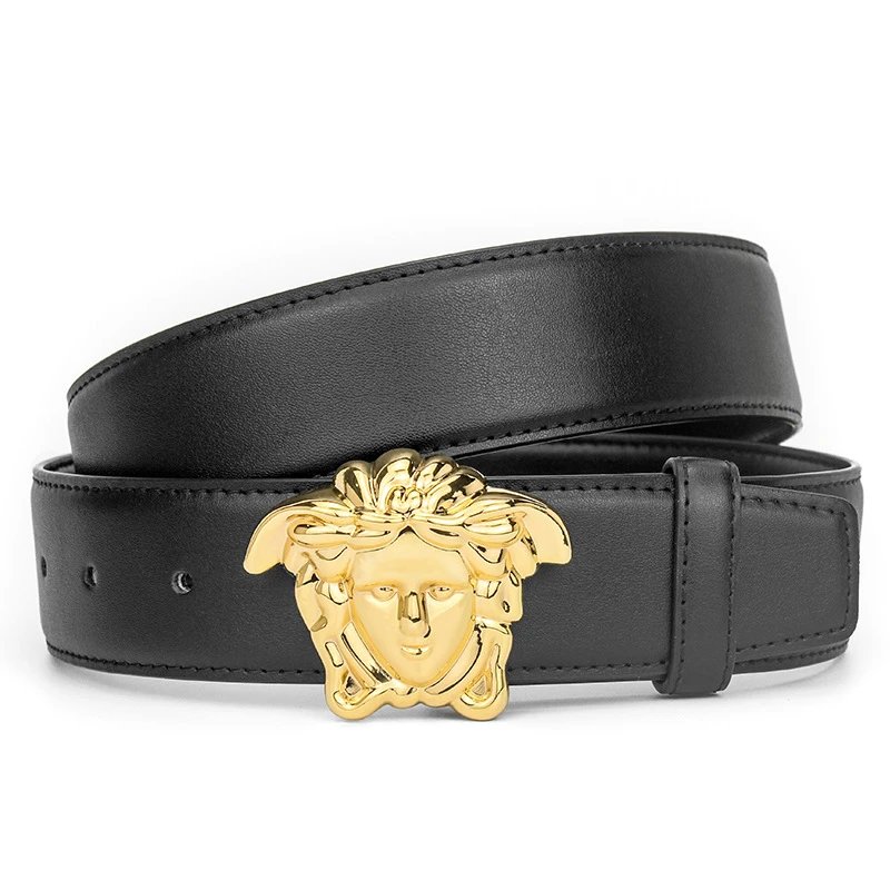 ZUER Belts Snake-haired face buckle — dollar black