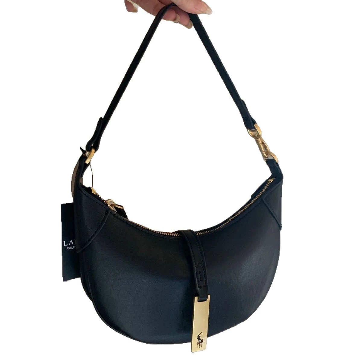 Lauren Ralph Shoulder Bags Mini crescent bag with gold-tone logo plaque image 5
