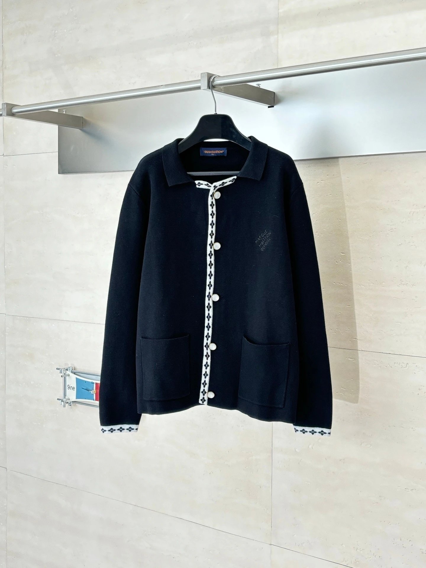 Unbranded Contrast-trim knit cardigan and trousers — Coat