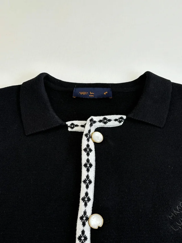 Unbranded Contrast-trim knit cardigan and trousers product detail image 5