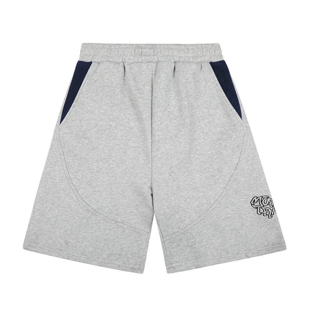 Mertra Shorts Contrast-Trim Embroidered Logo — Gray mixed with blue