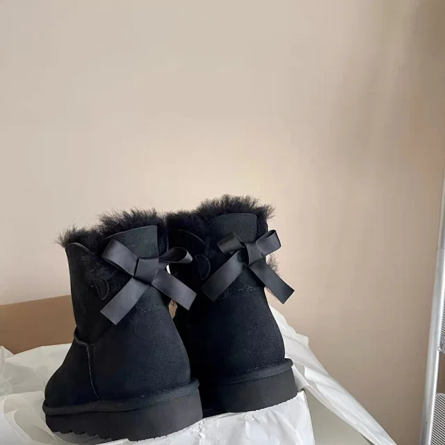 Unbranded Boots Faux-Fur Trim Bow Ankle Snow product detail image 8