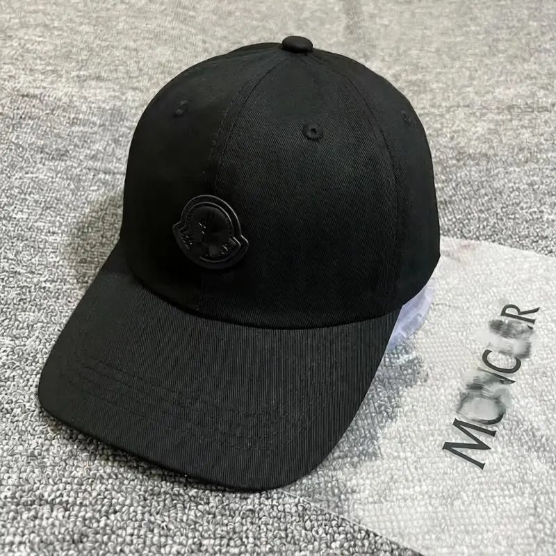 Moncler Hats Logo Patch Baseball Cap — Black Leather Label