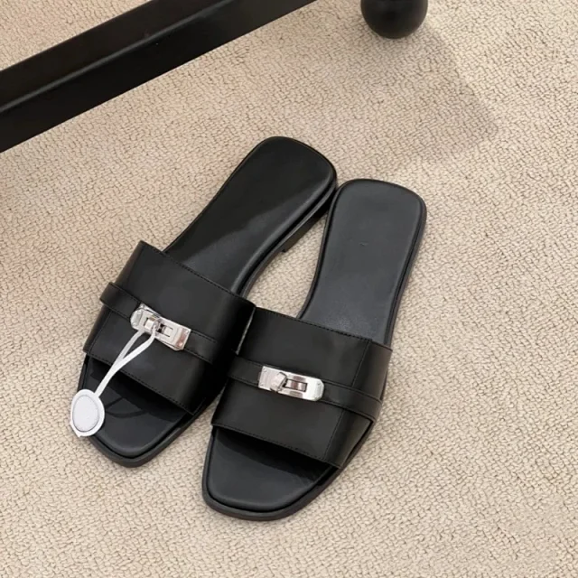 Unbranded Sandals Flat slide with metal buckle detail product detail image 2