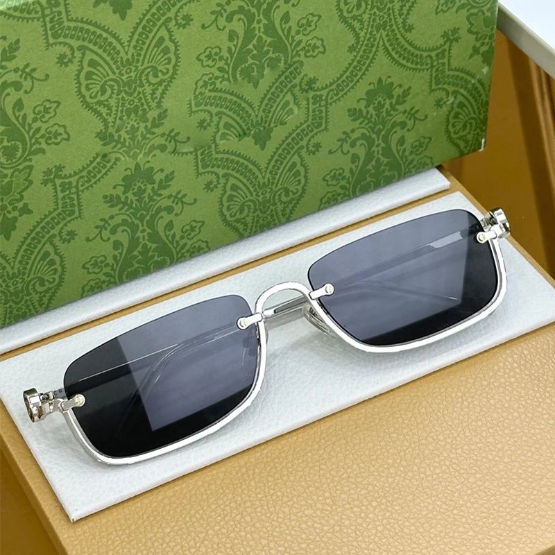 Gucci Eyewear Rectangular metal-frame sunglasses with GG-pattern lenses image 2
