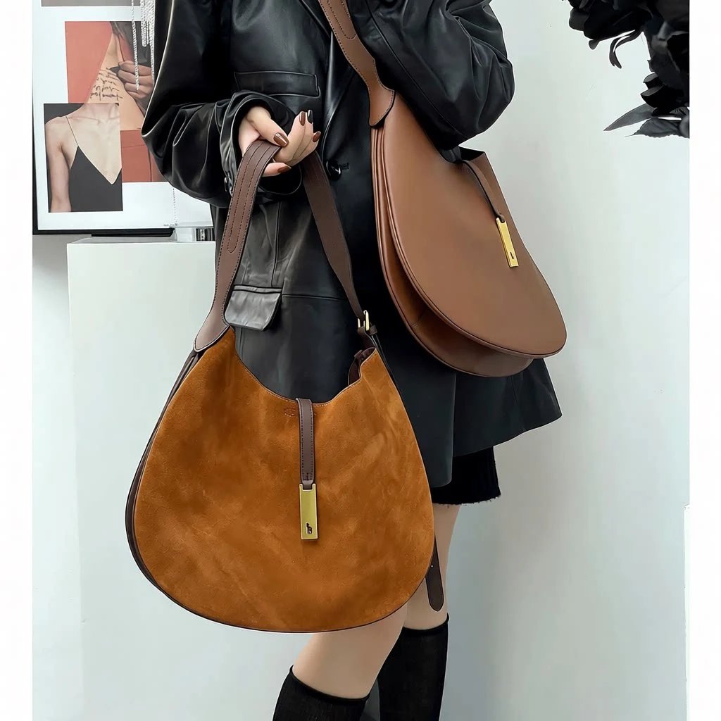 Ralph Lauren Shoulder Bags Crescent Hobo Bag with Gold Logo Plaque product image
