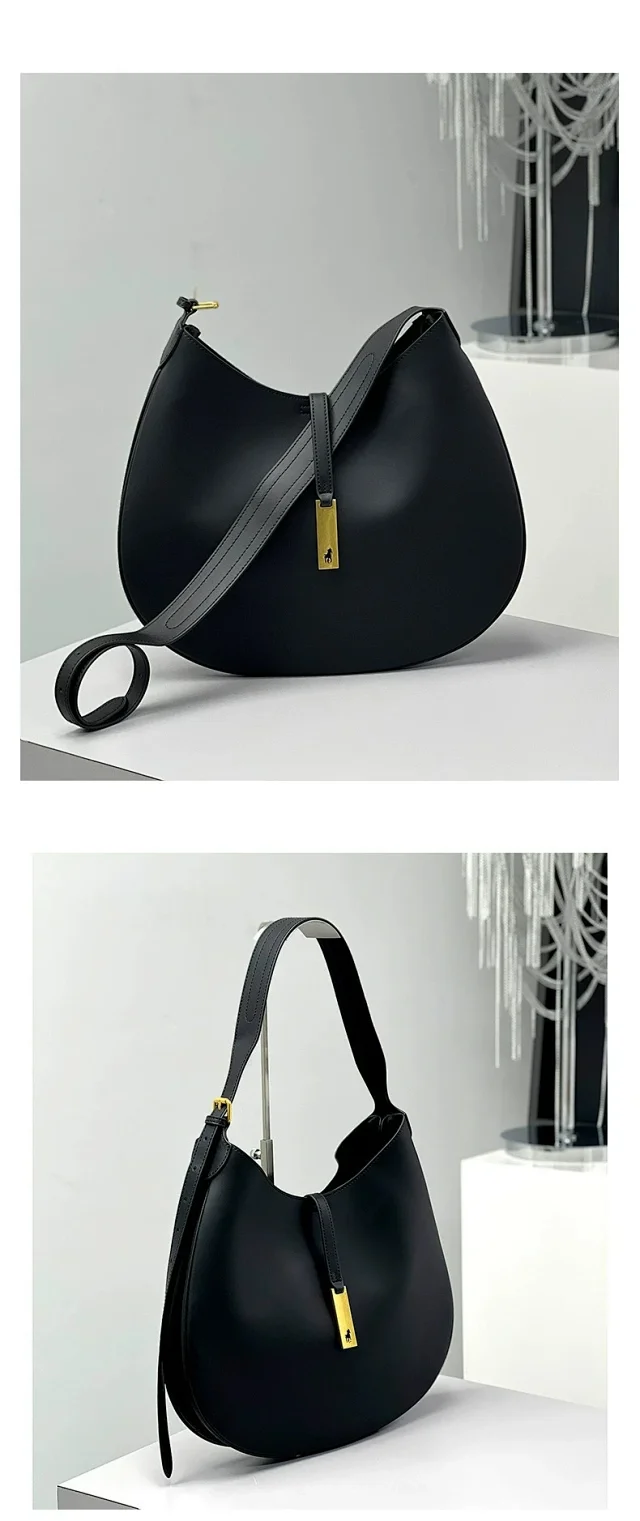 Ralph Lauren Shoulder Bags Crescent Hobo Bag with Gold Logo Plaque product detail image 20