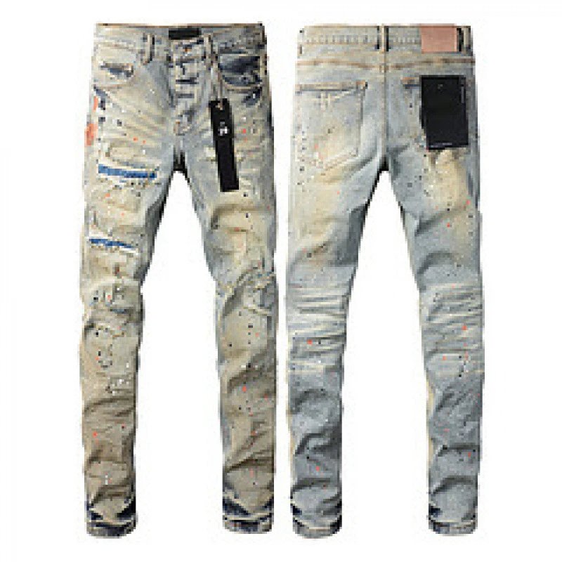 Purpul Jeans Slim distressed paint-splatter — 9071