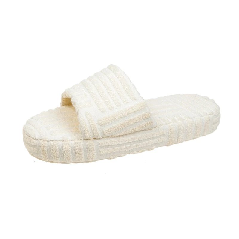 Unbranded Slippers Towel-textured thick-sole slide — Beige
