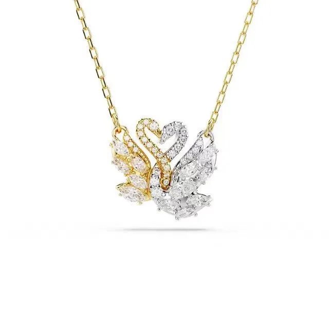 Unbranded Jewelry Swan Crystal — Gold White Swan Necklace