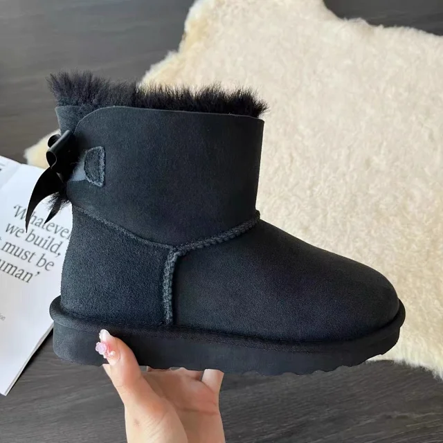 Unbranded Boots Faux-Fur Trim Bow Ankle Snow product detail image 7