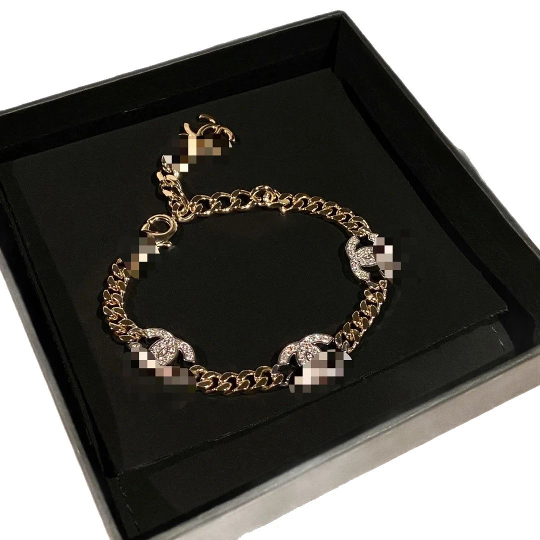 Chanel Jewelry Crystal Double C Cuban Chain Bracelet image 5