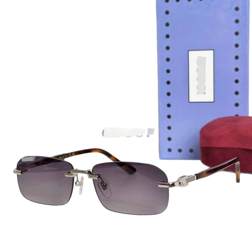 Unbranded Eyewear Rimless rectangular sunglasses with decorative metal temples image 4