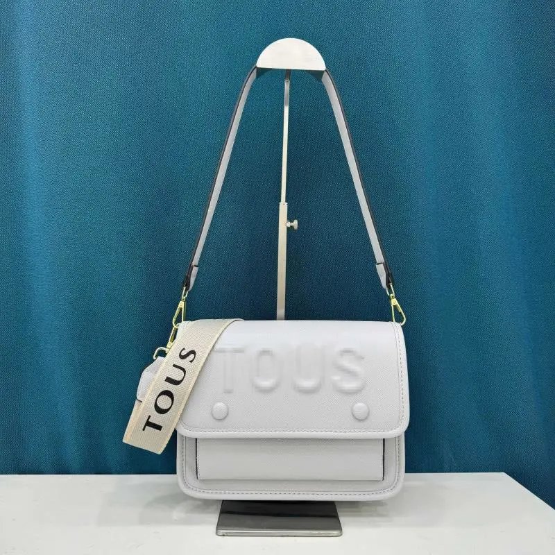 TOUS Shoulder Bags Embossed Logo Flap Bag — gray