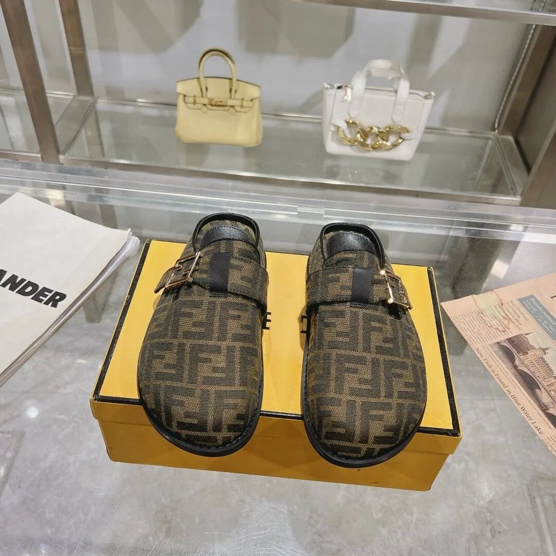 Fendi Slippers FF Monogram Buckle Mule image 4
