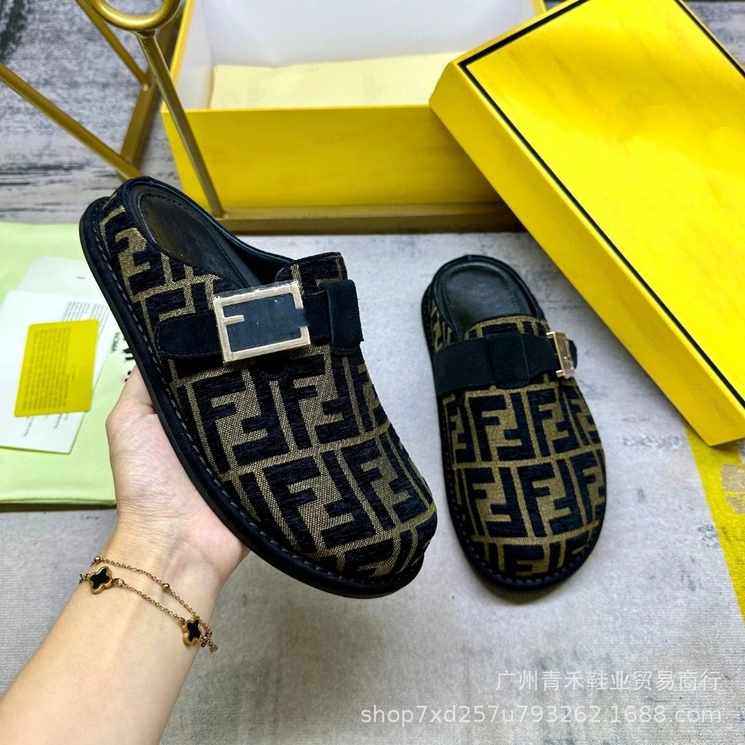 Fendi Slippers FF Monogram Buckle Mule — 06