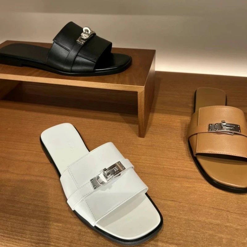 Unbranded Sandals Flat slide with metal buckle detail image 3